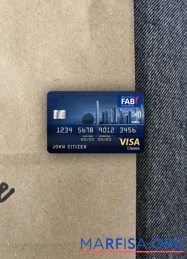 Blank UAE First Abu Dhabi bank visa classic photolook front template